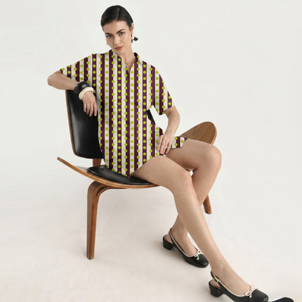 Burgundy & Lime Glow Dot Stripe Print Fabric in 2026-27 trending womenswear, design 20548, Clothwala