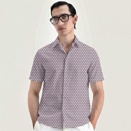 Burnished Lilac Polka Dot Print Fabric for men's shirting, design 20430, Clothwala