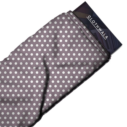Burnished Lilac Polka Dot Print Fabric — 2026 polka dot trend fabric, design 20430, Clothwala