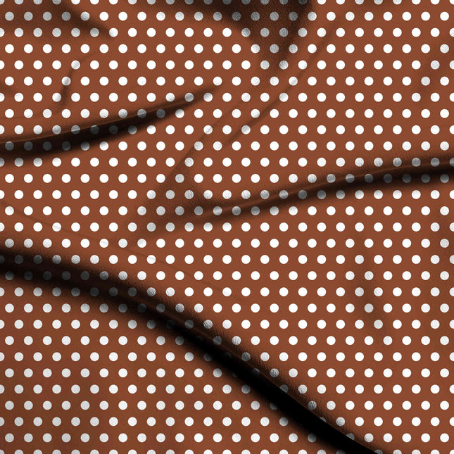 Burnt Sienna Polka Dot Print Fabric — flat fabric view, design 20415, Clothwala