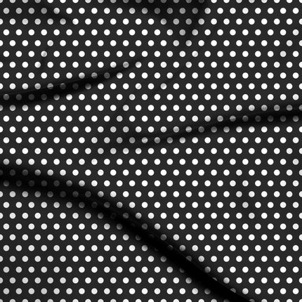 Charcoal Ink Polka Dot Print Fabric — flat fabric view, design 20449, Clothwala