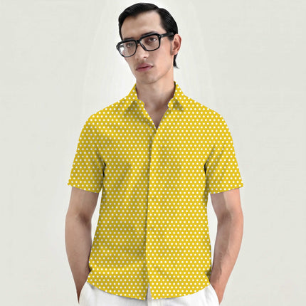 Citrus Bright Polka Dot Print Fabric for men's shirting, design 20441, Clothwala