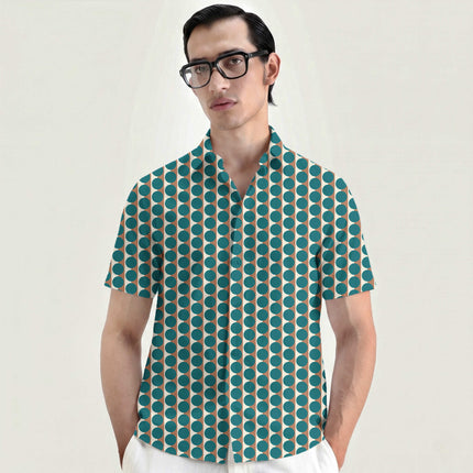 Terracotta Clay & Teal Dot Stripe Print Fabric for men's shirting, design 20510, Clothwala