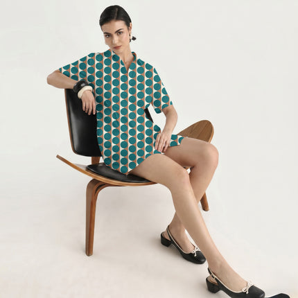 Terracotta Clay & Teal Dot Stripe Print Fabric in 2026-27 trending womenswear, design 20510, Clothwala
