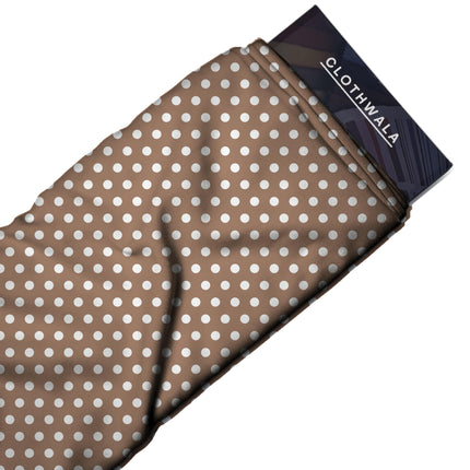 Clay Neutral Polka Dot Print Fabric — 2026 polka dot trend fabric, design 20419, Clothwala