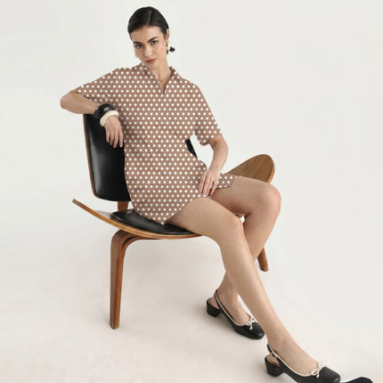 Clay Neutral Polka Dot Print Fabric in 2026-27 trending womenswear, design 20419, Clothwala