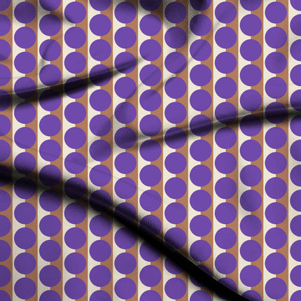 Terracotta Clay & Purple Dot Stripe Print Fabric — flat fabric view, design 20519, Clothwala