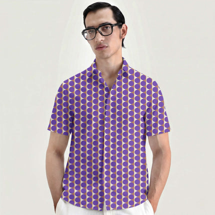 Terracotta Clay & Purple Dot Stripe Print Fabric for men's shirting, design 20519, Clothwala