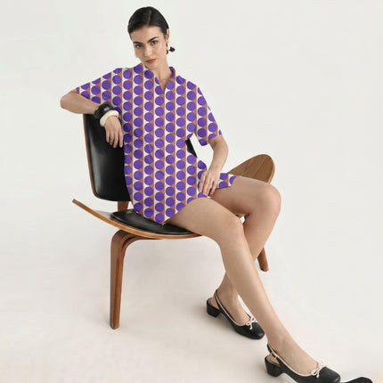 Terracotta Clay & Purple Dot Stripe Print Fabric in 2026-27 trending womenswear, design 20519, Clothwala