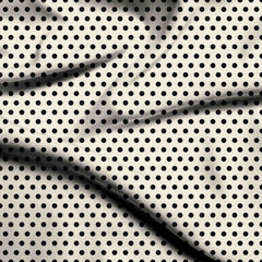 Cloud Dancer Cream Black Polka Dot Print Fabric — flat fabric view, design 20450, Clothwala