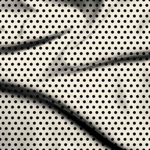 Cloud Dancer Cream Black Polka Dot Print Fabric