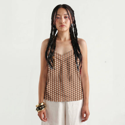 Cocoa & Terracotta Clay Dot Stripe Print Fabric for women's dresses, design 20512, Clothwala