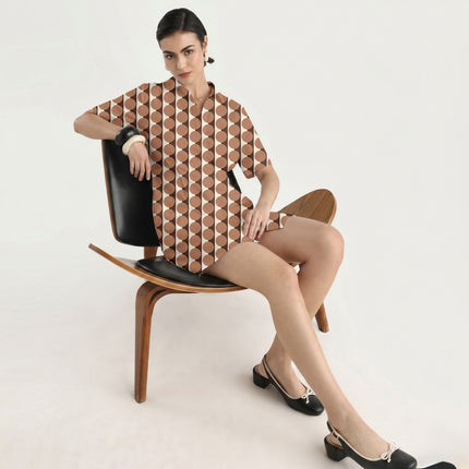 Cocoa & Terracotta Clay Dot Stripe Print Fabric in 2026-27 trending womenswear, design 20512, Clothwala