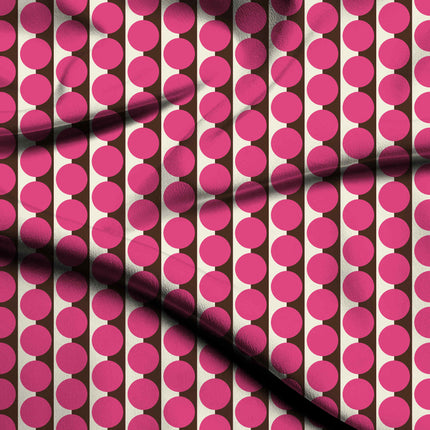 Cocoa & Pink Dot Stripe Print Fabric — flat fabric view, design 20501, Clothwala
