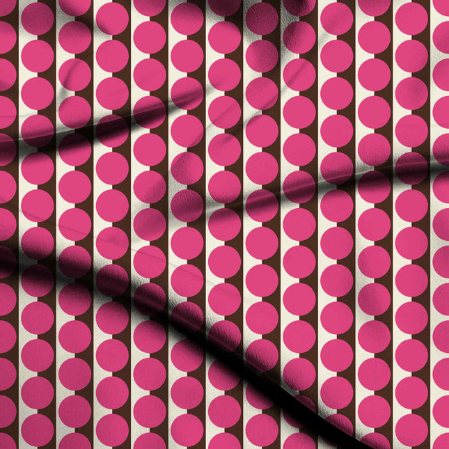 Cocoa & Pink Dot Stripe Print Fabric — flat fabric view, design 20501, Clothwala