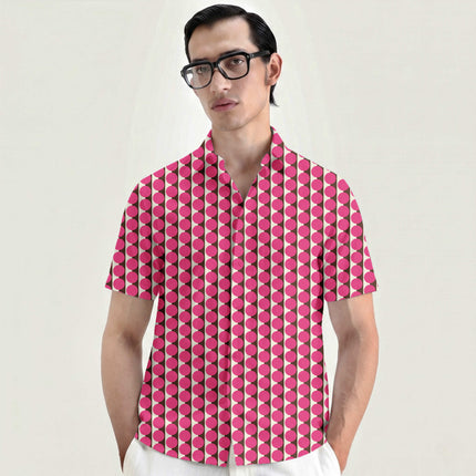 Cocoa & Pink Dot Stripe Print Fabric for men's shirting, design 20501, Clothwala