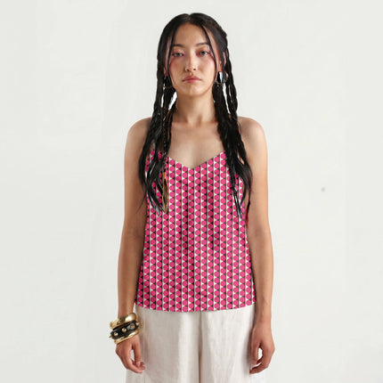 Cocoa & Pink Dot Stripe Print Fabric for women's dresses, design 20501, Clothwala