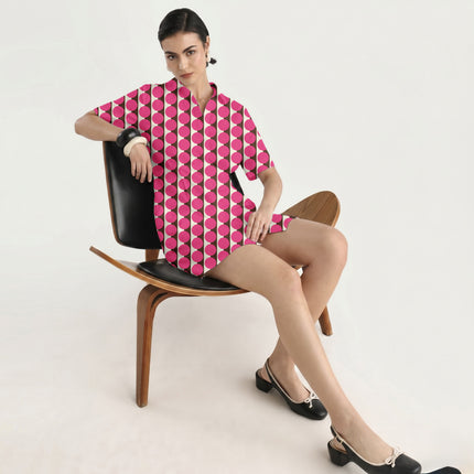 Cocoa & Pink Dot Stripe Print Fabric in 2026-27 trending womenswear, design 20501, Clothwala