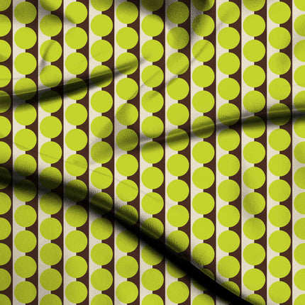 Cocoa Sand & Lime Glow Dot Stripe Print Fabric — flat fabric view, design 20506, Clothwala