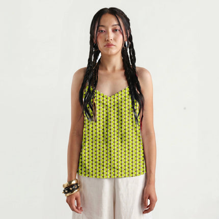 Cocoa Sand & Lime Glow Dot Stripe Print Fabric for women's dresses, design 20506, Clothwala