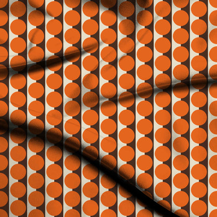 Cocoa & Orange Dot Stripe Print Fabric — flat fabric view, design 20518, Clothwala