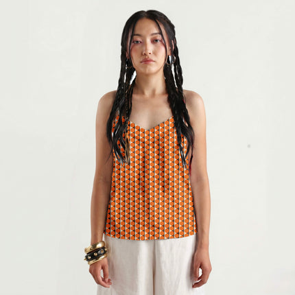 Cocoa & Orange Dot Stripe Print Fabric for women's dresses, design 20518, Clothwala
