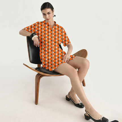 Cocoa & Orange Dot Stripe Print Fabric in 2026-27 trending womenswear, design 20518, Clothwala