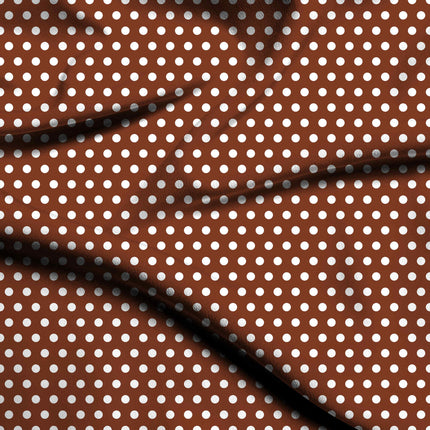 Deep Rust Polka Dot Print Fabric — flat fabric view, design 20417, Clothwala