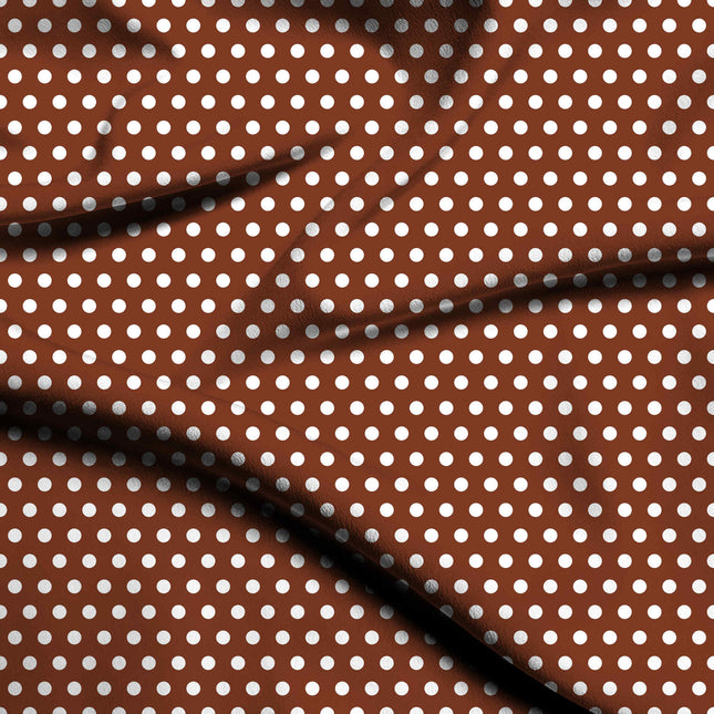 Deep Rust Polka Dot Print Fabric — flat fabric view, design 20417, Clothwala
