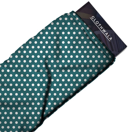 Deep Teal polka dot print fabric — 2027 trend colourway