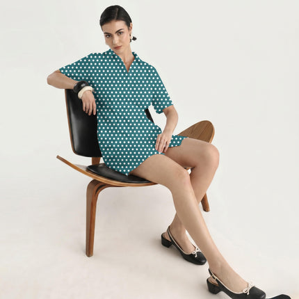 Deep Teal polka dot fabric — trending womenswear colour 2027