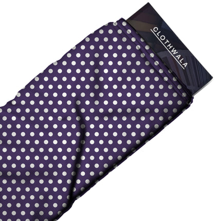Deep Violet Polka Dot Print Fabric — 2026 polka dot trend fabric, design 20433, Clothwala