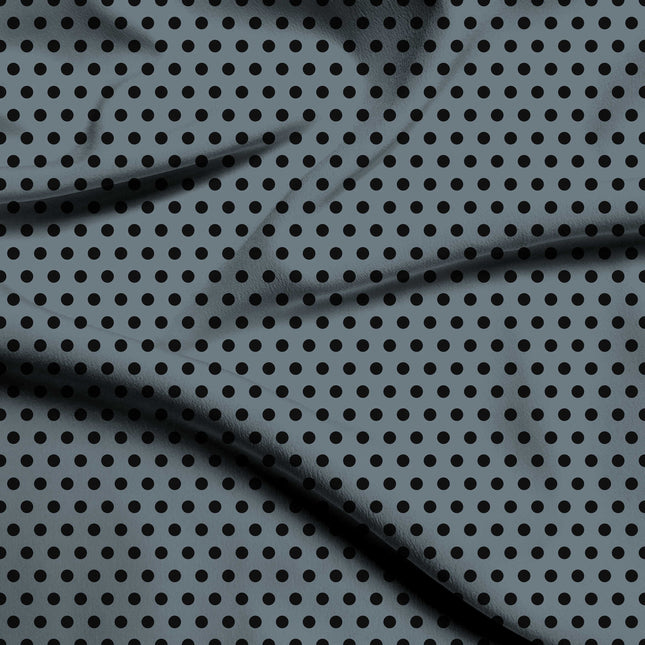Dutch Canal Black Polka Dot Print Fabric — flat fabric view, design 20474, Clothwala
