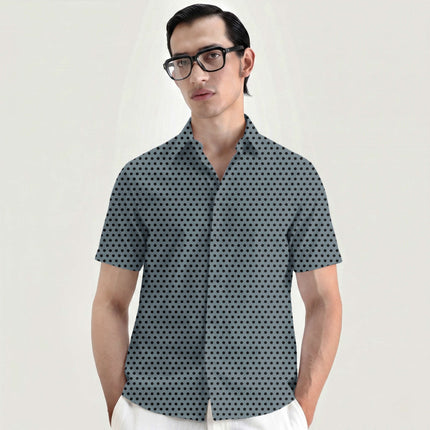 Dutch Canal Black Polka Dot Print Fabric for men's shirting, design 20474, Clothwala
