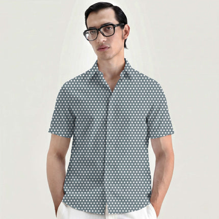 Dutch Canal Polka Dot Print Fabric for men's shirting, design 20448, Clothwala
