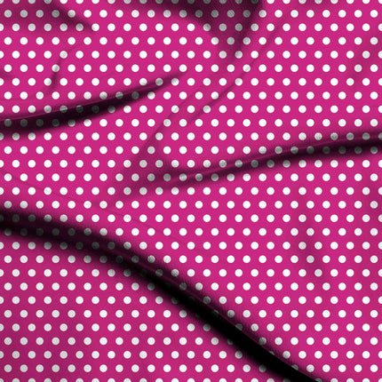 Electric Fuchsia Polka Dot Print Fabric — flat fabric view, design 20421, Clothwala