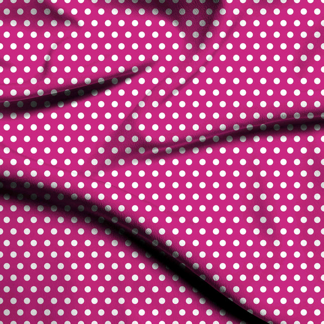 Electric Fuchsia Polka Dot Print Fabric — flat fabric view, design 20421, Clothwala