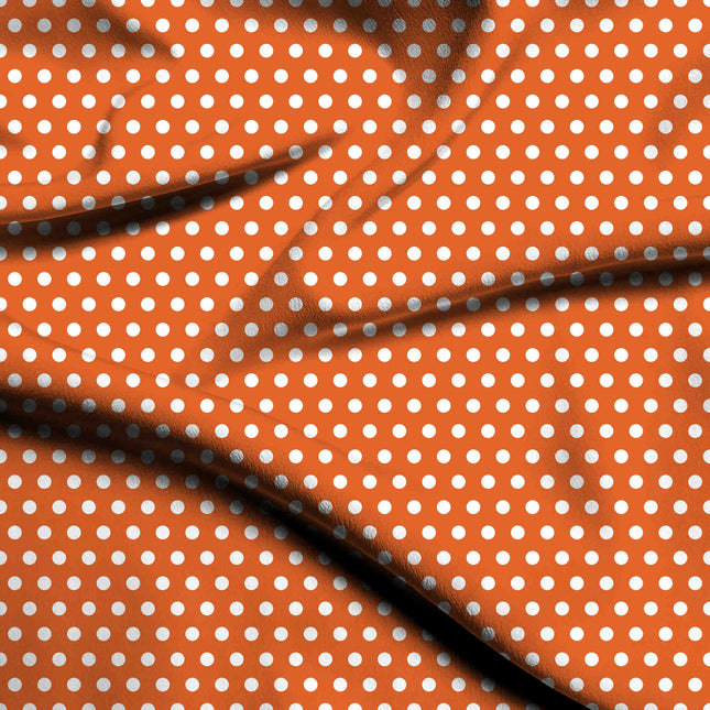 Energy Orange Polka Dot Print Fabric — flat fabric view, design 20412, Clothwala