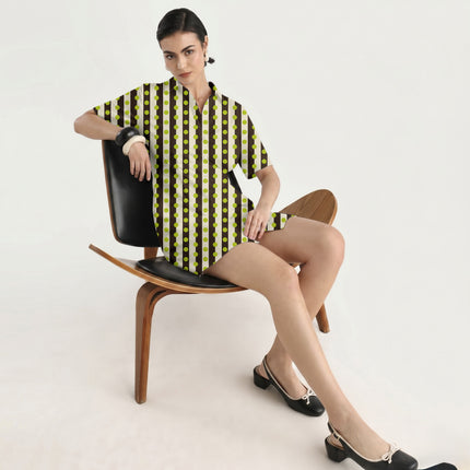 Espresso & Lime Glow Dot Stripe Print Fabric in 2026-27 trending womenswear, design 20527, Clothwala