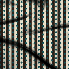 Espresso & Teal Dot Stripe Print Fabric — flat fabric view, design 20549, Clothwala