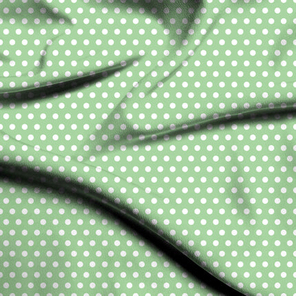 Fresh Mint Polka Dot Print Fabric — flat fabric view, design 20444, Clothwala