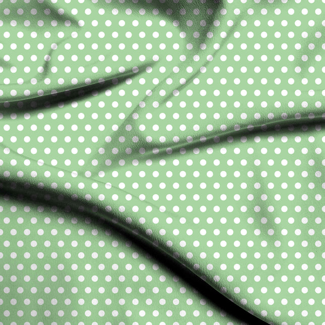 Fresh Mint Polka Dot Print Fabric — flat fabric view, design 20444, Clothwala