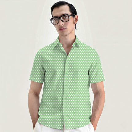 Fresh Mint Polka Dot Print Fabric for men's shirting, design 20444, Clothwala
