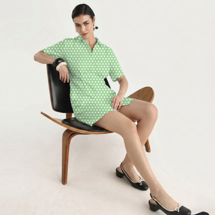 Fresh Mint Polka Dot Print Fabric in 2026-27 trending womenswear, design 20444, Clothwala