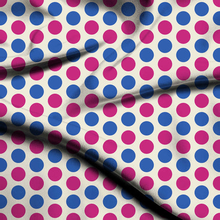 Electric Fuchsia & Luminous Cobalt Polka Dot Print Fabric — flat fabric view, design 20498, Clothwala