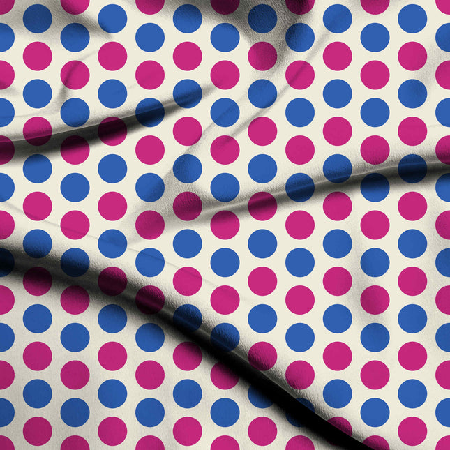 Electric Fuchsia & Luminous Cobalt Polka Dot Print Fabric — flat fabric view, design 20498, Clothwala