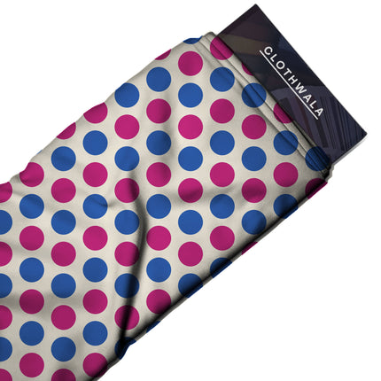 Electric Fuchsia & Luminous Cobalt Polka Dot Print Fabric — 2026 polka dot trend fabric, design 20498, Clothwala