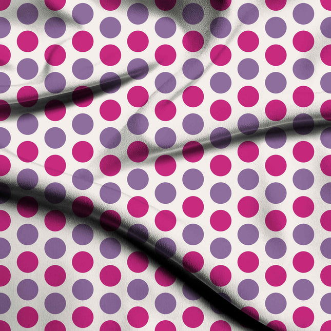 Electric Fuchsia & Amethyst Orchid Polka Dot Print Fabric — flat fabric view, design 20480, Clothwala