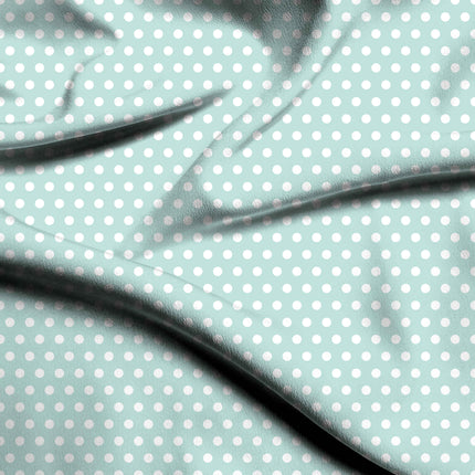 Glacier Mint Polka Dot Print Fabric — flat fabric view, design 20409, Clothwala