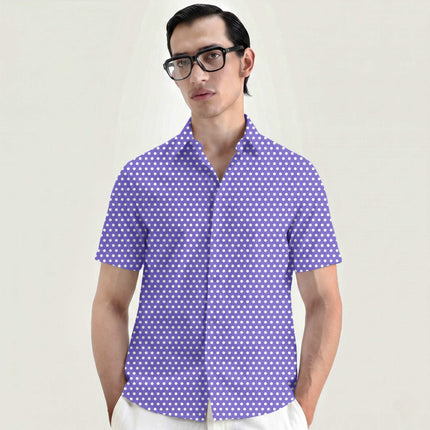 Iris Bloom Polka Dot Print Fabric for men's shirting, design 20435, Clothwala